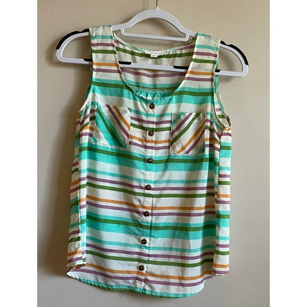 Mine multicolor striped button up tank‎